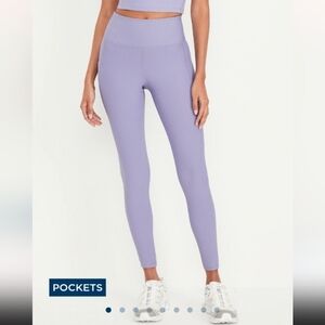 Old Navy High Waisted PowerSoft Rib Pocket Leggings Opaline